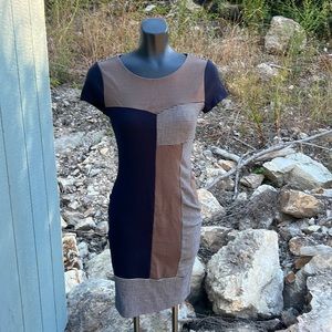 Stripes and Color Block Mini/Midi Dress Stylish Zip Up Bodycon by Penny Black M